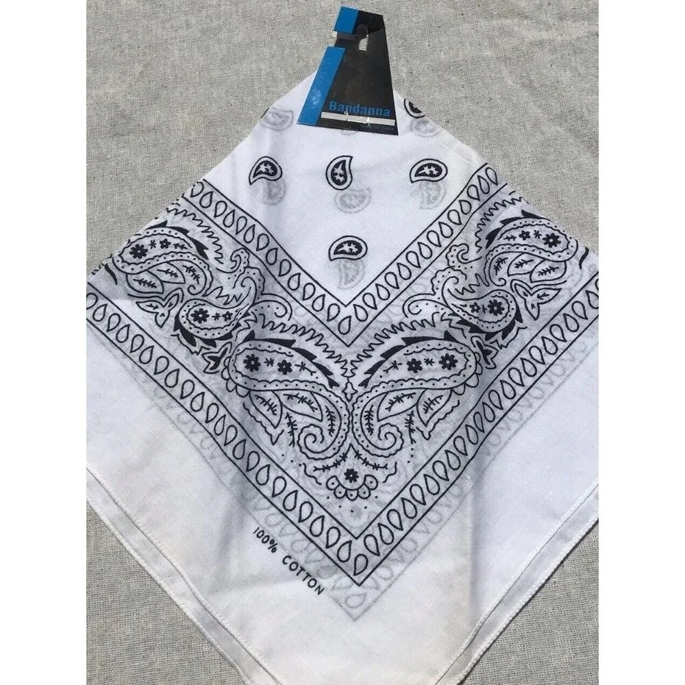 Vtg NOS Red White Blue Floral Bandana Scarf Cotton USA 21
